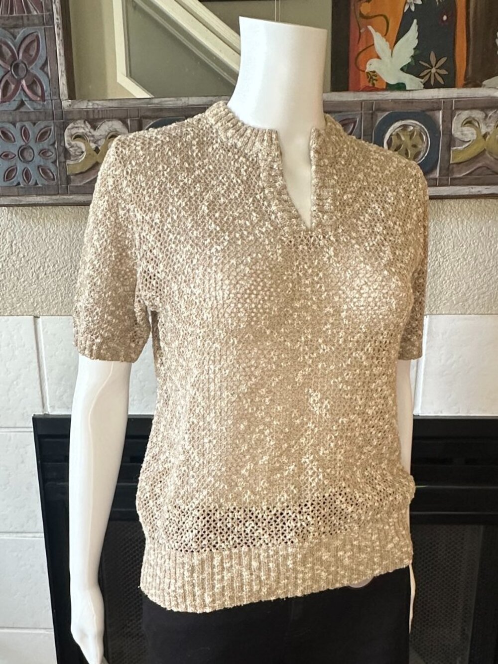Vtg Country Suburbans brown knit loose knit pullover medium Sweater Knit 80s